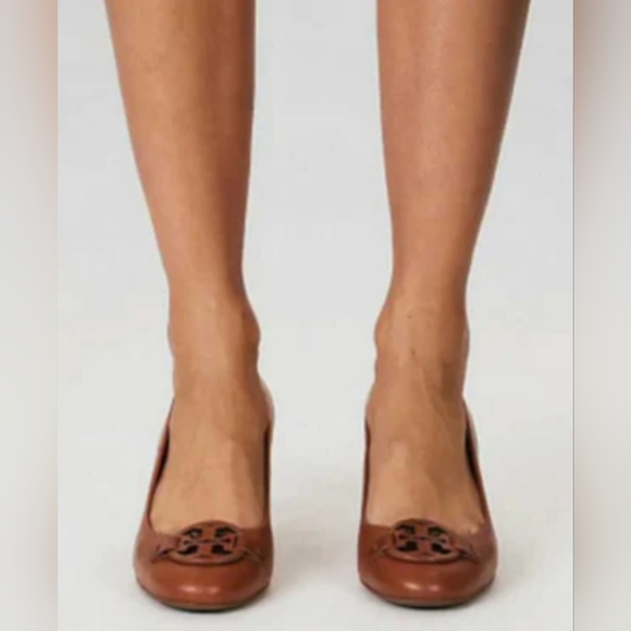 Tory Burch Mini Miller Veg Nappa Leather Women's Wedge Shoes Royal Tan US 9 - Picture 14 of 16